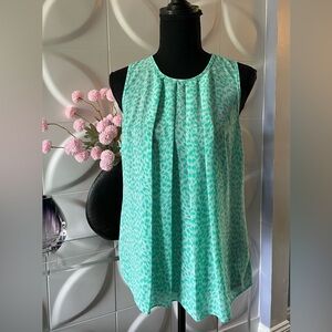 Michael Kors Women's Aqua and White Animal Print Sleeveless Blouse Size XS